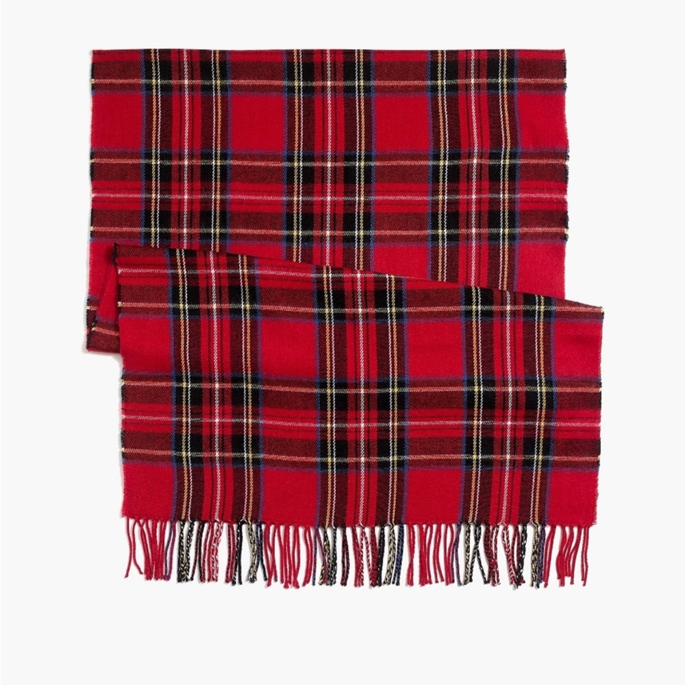 New! J Crew Classic Red Tartan Plaid Scarf NWT